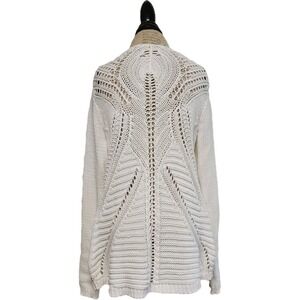 Soft Surroundings White Crochet Back Button Front Cardian Size M Bohemian